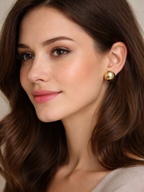 Napier Gold Tone Dome Clip On Earrings Vintage Classic Minimalist Style